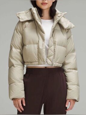 NWOT New Lululemon Wunder Puff Super-Cropped Jacket Heathered Raw Linen